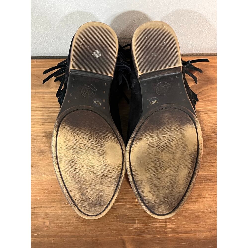 Lucky Brand Womens Suede Fringe Ankle Boots Sz 7 Western Boho Festival Booties - Picture 9 of 9